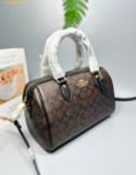  Túi Trống Coach Rowan Satchel Bag In Signature Canvas Màu Đen Logo CV961 