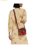  Túi Đeo Chéo Coach Beat 18 Leather Colorblock Gusset Crossbody Tan Electric Red C2449 