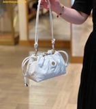  Túi Đeo Chéo Tory Burch Willa Quilted Smooth Leather E/W Drawstring Bag White 166183 