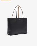  Túi Tote Lacoste Anna Zipped Tote NF4823AA Đen Lót Nâu Có Khoá Kéo 