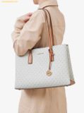  Túi Tote Michael Kors MK Ruthie Large Signature Logo Satchel Màu Trắng Logo 