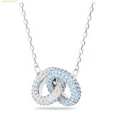  Dây Chuyền, Vòng Cổ Swarovski Dextera necklace Pavé, Intertwined circles, Blue, Rhodium plated 5642883 