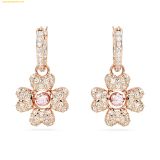  Bông Tai, Khuyên Tai Swarovski Idyllia drop earrings Clover, White, Rose gold-tone plated 5674211 