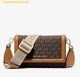  Túi Đeo Chéo Michael Kors Jet Set Small Logo Print Woven Smartphone Crossbody Bag Nâu Logo 32T4GJ6C1O 