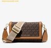 Túi Đeo Chéo Michael Kors Jet Set Small Logo Print Woven Smartphone Crossbody Bag Nâu Logo 32T4GJ6C1O