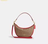  Túi Đeo Vai Coach Aria Shoulder Bag In Signature Canvas Tan Carnation CCL26 