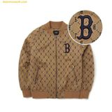 Áo Khoác Bomber MLB Diamond Monogram Jacquard Baseball Jumper B (Beige) 3AJPM0224-43BGS Màu Nâu 