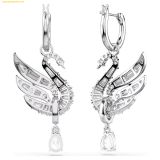  Bông Tai, Khuyên Tai Swarovski Swan earrings Swan, White, Rhodium plated 5723388 