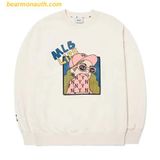  Áo Sweater MLB Long Sleeve T-shirt PQJ 3AMTL0224-50CRS LIKE Cartoon Overfit Trắng 