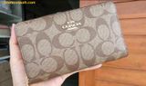  Ví Dài Coach Medium Zip Around Signature Coated Canvas Wallet F88913 Khaki 