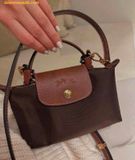  Túi Đeo Chéo Longchamp Le Pliage Original Pouch với tay cầm Mocha 