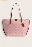  Túi Tote Coach Taxi Tote Bag In Signature Canvas Pink Sable 