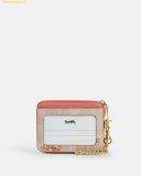  Ví Thẻ Coach Zip Card Case In Signature Canvas With Floral Print Hồng Nhạt 