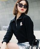  Áo Half-zip MLB Women's Medium Logo Crop Half-Zip Man-to-Man NY (Black) 3FMTB0731-50BKS 