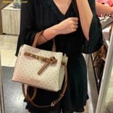  Túi Xách Michael Kors Emilia Small Signature Logo Satchel Vanila 