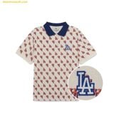  Áo Polo MLB Women's Classic Monogram Allover Pattern Carat LA (Cream) 3FPQM0233-07CRS 