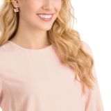  Khuyên Tai, Bông Tai Swarovski Facet Swan Pierced Earrings Swan, White, Rose-Gold Tone Plated 