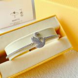  Lắc Tay , Vòng Tay Swarovski Iconic Swan Bangle Swan, White, Rhodium Plated 5649772 