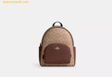  Balo Coach Court Backpack In Blocked Signature Canvas Khaki Logo 