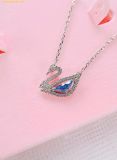  Dây Chuyền, Vòng Cổ Swarovski Dazzling Swan necklace Swan, Blue, Rhodium plated 5521074 