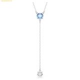  Dây Chuyền, Vòng Cổ Swarovski Stilla Attract Y necklace Round cut, Blue, Rhodium plated 5734249 