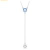  Dây Chuyền, Vòng Cổ Swarovski Stilla Attract Y necklace Round cut, Blue, Rhodium plated 5734249 