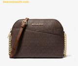  Túi Đeo Chéo Michael Kors Jet Set Travel Medium Dome Crossbody Bag 35F1GTVC6B Nâu Logo 