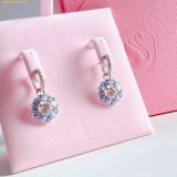  Khuyên Tai, Bông Tai Swarovski Idyllia drop earrings Mixed cuts, Flower, Blue, Rhodium plated 5680016 
