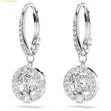  Bông Tai Swarovski Una drop earrings Round cut, White, Rhodium plated 5504652 
