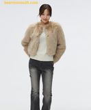  Áo Khoác Lông WHOAU (SAPO) [Synthetic Leather] Fur Round Neck Jacket SPJLE4VW21 Begi 