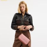  Túi Đeo Vai Coach Plaza Bag In Signature Canvas Brass Melon Pink 