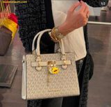  Túi Xách Michael Kors Hamilton Small Logo Satchel 35F1GHMS1B Trắng Logo 