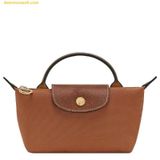  Túi Tote Longchamp Le Pliage Green Pouch With Handle Cognac - Canvas 