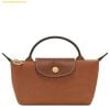 Túi Tote Longchamp Le Pliage Green Pouch With Handle Cognac - Canvas