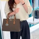  Túi Xách Michael Kors Sheila Medium Logo Satchel 35S3G6HS2B Nâu Logo 