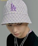  Mũ Bucket MLB Pastel Monogram Dome Hat LA (VIOLET) 32CPHA111-07V Trắng Logo Tím 