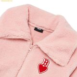  Áo Khoác Lông MLB Women's Heart Crop Fleece Jumper B (L.Coral) 3FFDH0126-43COL 
