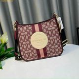  Túi Đeo Chéo Coach Dempsey File Bag In Signature Jacquard With Stripe And Coach Patch Wine Multi CA195 