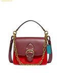 Túi Đeo Chéo Coach Beat 18 Leather Colorblock Gusset Crossbody Tan Electric Red C2449 