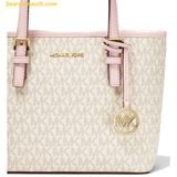  Túi Tote Mini Michael Kors Jet Set Travel Extra Small Logo Top-Zip Tote Bag Powder Blush Trắng Logo 