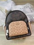  Balo Coach Court Backpack In Blocked Signature Canvas Nâu Logo 