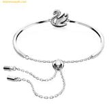  Vòng Tay, Lắc Tay Swarovski Iconic Swan Bangle Swan, White, Rhodium Plated 5649772 
