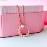  Dây Chuyền, Vòng Cổ Swarovski Matrix pendant Crystal pearl, Round cut, White, Rose gold-tone plated 5692265 