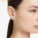  Khuyên Tai, Bông Tai Swarovski Stella Stud Earrings Round Cut, Star, White, Rose Gold-Tone Plated 5645465 