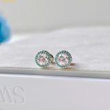  Bông Tai, Khuyên Tai Swarovski Constella Pave Round Halo Stud Earrings - Bạc 