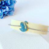  Vòng Tay, Lắc Tay Swarovski Iconic Swan Bangle Swan, Blue, Rhodium plated 5660595 