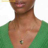  Dây Chuyền, Vòng Cổ Swarovski Gema Yellow Gold Tone Plated Green Flower Necklace 5658399 
