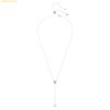  Dây Chuyền, Vòng Cổ Swarovski Stilla Attract Y necklace Round cut, Blue, Rhodium plated 5734249 