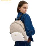  Balo Coach Women's Court Backpack In Signature Canvas Gold Sand Chalk CZ176 