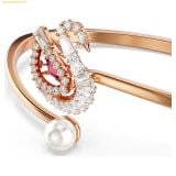  Vòng Tay, Lắc Tay SWAROVSKI Swan bangle Dancing swan, Red, Rose gold-tone plated 5734556 